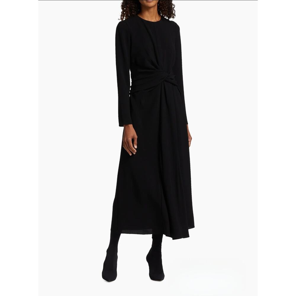 $1298 Lafayette 148 New York Women's Black Twisted Long Sleeve Dress Size 8